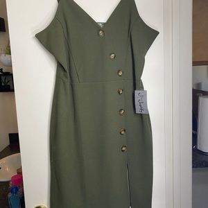 Olive green body con dress